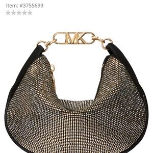 Michael Kors Kendall Leather and Rhinestone pouchette/shoulder bag